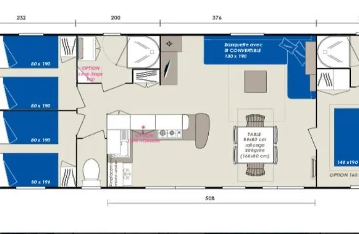 Mobilhome 741 Les Charmettes,3ch,2sdb,lave Linge,lave Vaisselle,clim,2wc Parque de Campismo